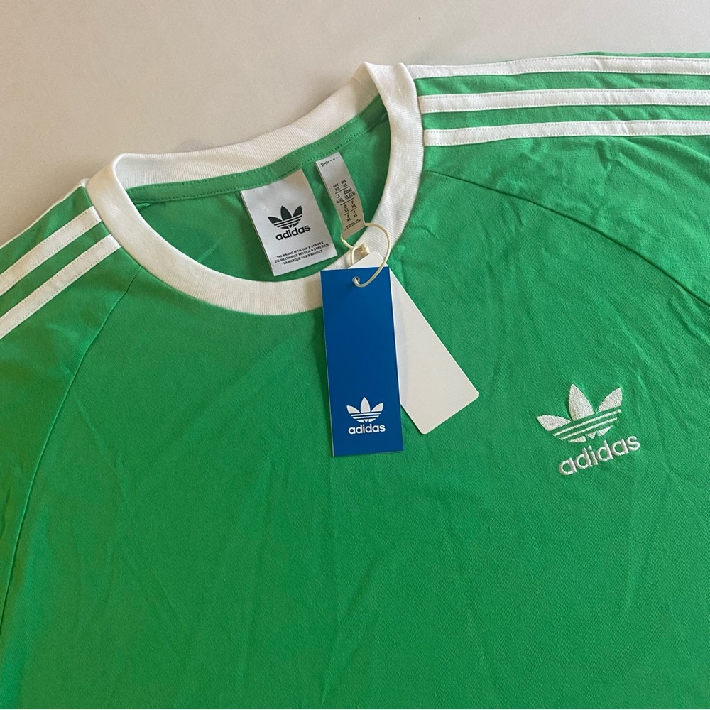 Adidas Originals 3-Stripes Tee Men Green Cali Surf Beach Cotton T-Shirt